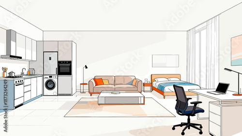 Modern studio apartment interior