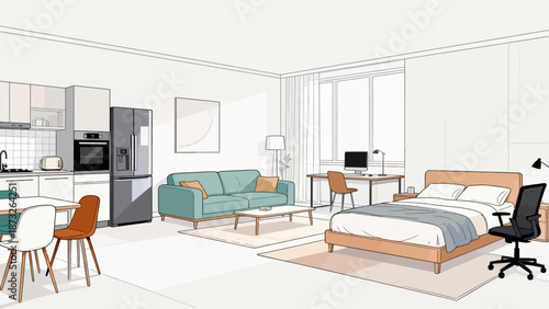Modern studio apartment interior