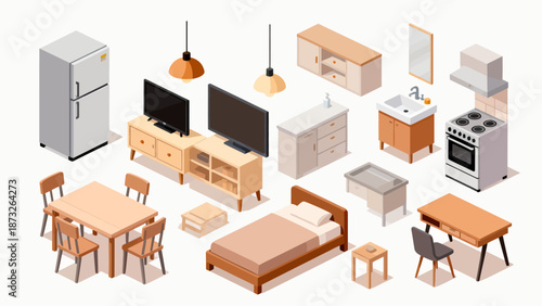 Furniture and appliances in a home