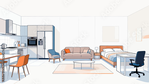 Modern studio apartment interior