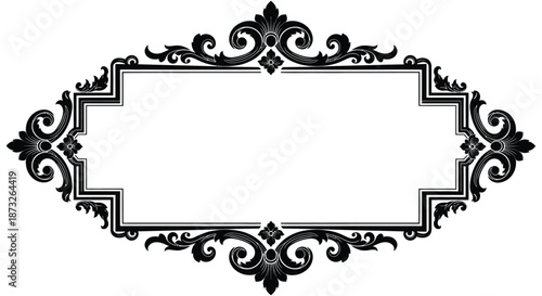 An ornate and decorative black frame with swirling floral patterns a striking silhouette
