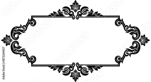 ornate black frame with swirling floral designs and decorative elements a striking silhouette