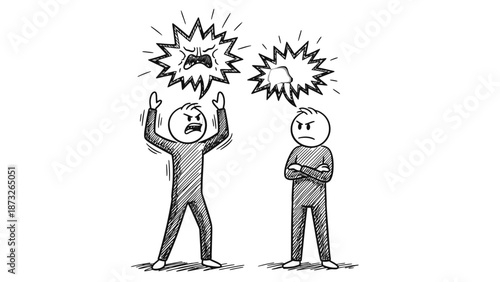 Two men experiencing different emotional reactions to stress.