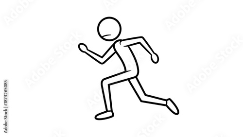 Simple stick figure running with dynamic pose and minimalist design.