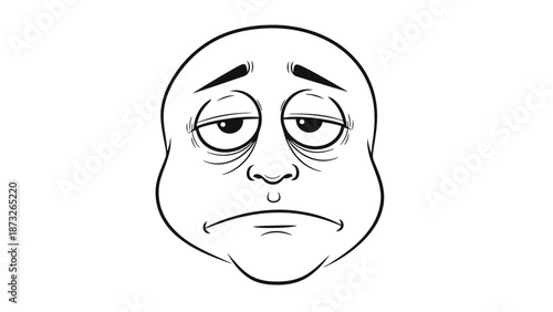 A simple black and white line drawing of a face with a displeased expression.