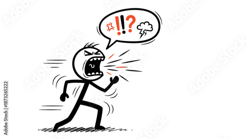 A cartoon stick figure running away in fright and shock.