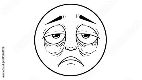 Sad face emoticon with tears and frowning expression.