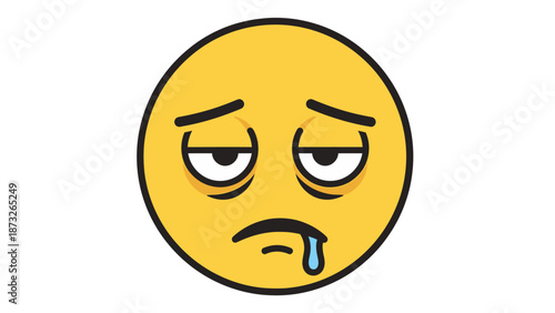 Sad crying yellow emoticon face with tears and frowning expression.