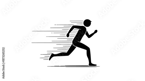 Silhouette of a person running with motion blur effect.
