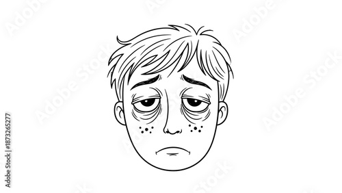 Sad young man with bruises and tears on his face.