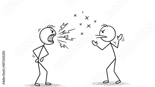 Two stick figures engaged in a heated argument with one shouting at the other.
