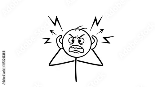 Simple black and white drawing of a person experiencing stress and anxiety.