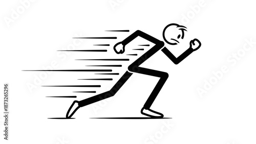 Simple stick figure running with motion blur effect.