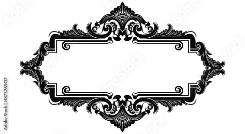 An ornate decorative black frame with intricate swirling designs and flourishes a beautiful silhouette