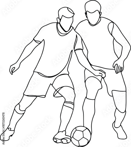 Soccer Players Sketch Dynamic Action Sport Teamwork Illustration Vector
