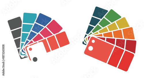 Two color palettes with a striking mobile phone form depicted as a silhouette