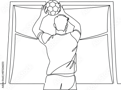 Handball Player Scoring Goal Line Shot Vector Illustration Athletic Sport Action