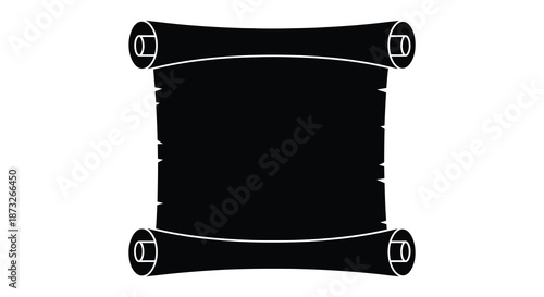 A striking visual of an ancient scroll with decorative ends presented as a silhouette