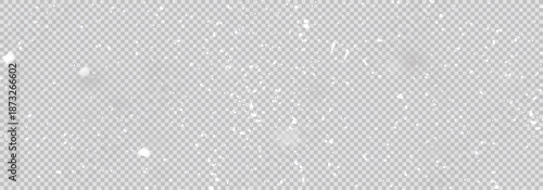 Snowfall overlay hristmas background. Subtle flying snow flakes and stars winter backdrop. Festive snowfall overlay. Panoramic vector illustration.