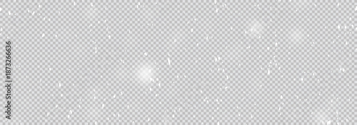 Random falling snowflakes wallpaper. Snowfall dust freeze granules. Snowfall white  on transparent background. Lots of snowflakes february vector. 
