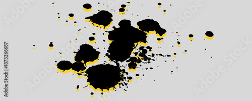 yellow watercolor brush painting dropped splash splatter vector.
