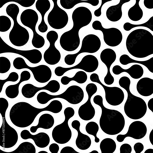 Organic Liquid Shapes Black and White Abstract Pattern