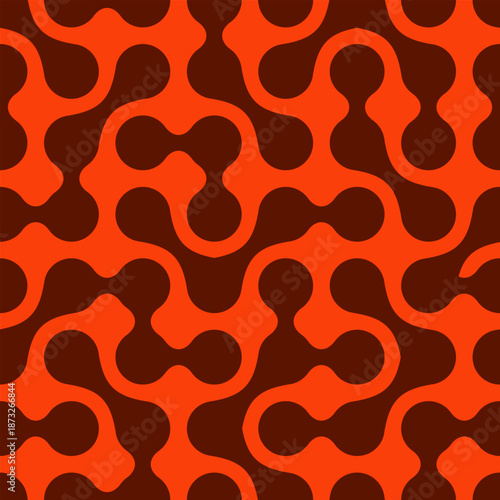 Retro Orange and Brown Abstract Organic Blob Pattern