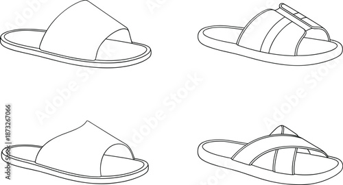 Minimalist sandal illustration, line art footwear, fashion sketch, summer shoe design, trendy outline, stylish sandals, vector drawing, casual wear
