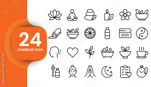 Wellness, Spa, and Health Line Icons Collection