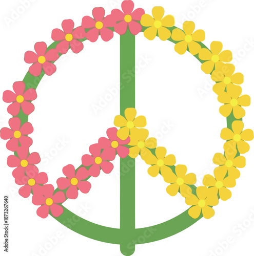 Floral Peace Symbol Illustration for International Women's Day, Feminine Empowerment Design
