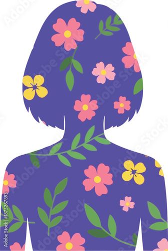 Floral Silhouette Illustration of Woman for International Women's Day Celebration and Empowerment