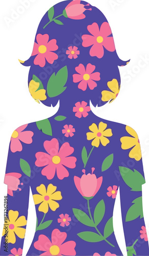 Floral Silhouette Illustration of Woman for International Womens Day Celebration and Empowerment