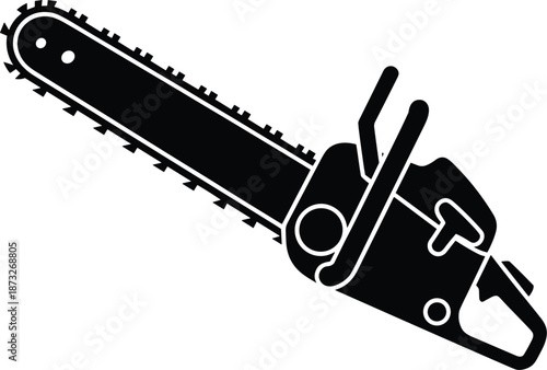 Black silhouette of a chainsaw on a white background tool equipment