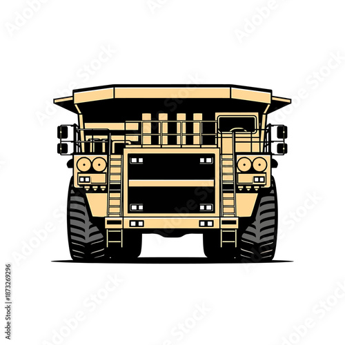 Massive yellow mining truck, a heavy-duty vehicle for industrial operations