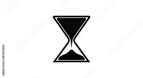 A striking black silhouette of an hourglass shape against a plain white background silhouette