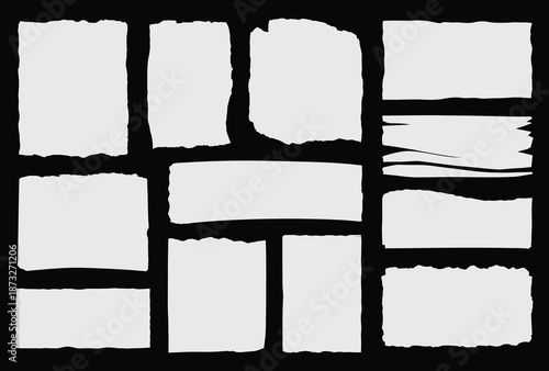 Hand-Drawn Torn Paper Edges - Black and White Creative Texture Elements for Design Projects