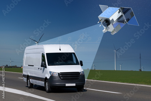 Cuadro en lienzo Satellite fleet tracking concept