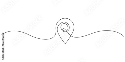 Continuous one line drawing of location icon concept. Continuous line draw design graphic vector, Continuous single line drawing of home location map isolated on white background. Graphic illustration