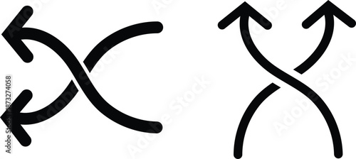 Curved Crossing Arrows Icon Set – Direction and Flow Symbols .