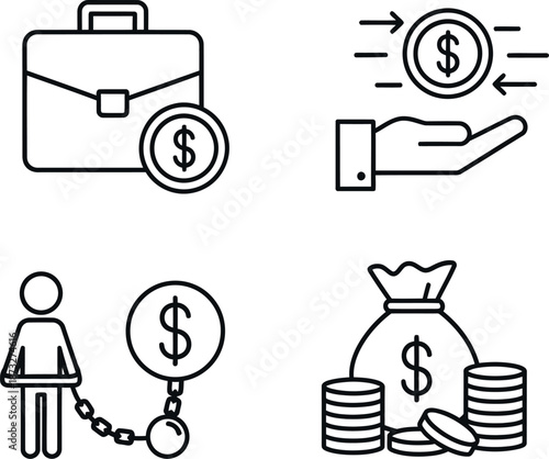 Financial freedom and wealth management icons