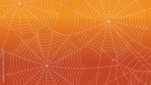 Intricate spider web on vibrant orange background for Halloween