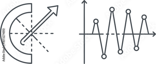 Graphical representation of data with arrow and chart