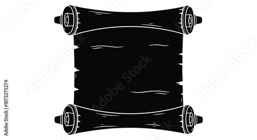 An elegant black scroll with ornate detailing and rolled edges a striking silhouette