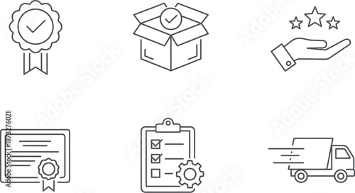 Delivery and shipping icons representing quality and service
