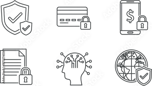Security icons representing protection and safety measures