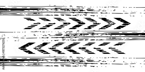 Black and white tire track background for rally, drift, motocross, off-road, and other motorsports. Black tire tracks on a white background. eps 10