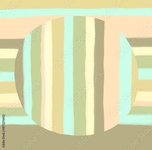 Colorful earth tone hand drawn stripes and circle background. Minimal design