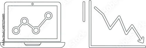 Declining trend on laptop screen with graph