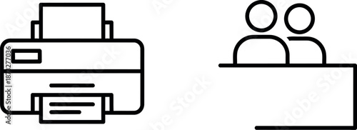 Printer and people working together on desk