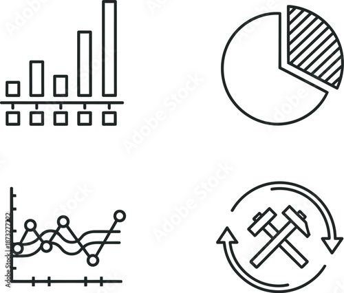 Data analysis and business growth icons